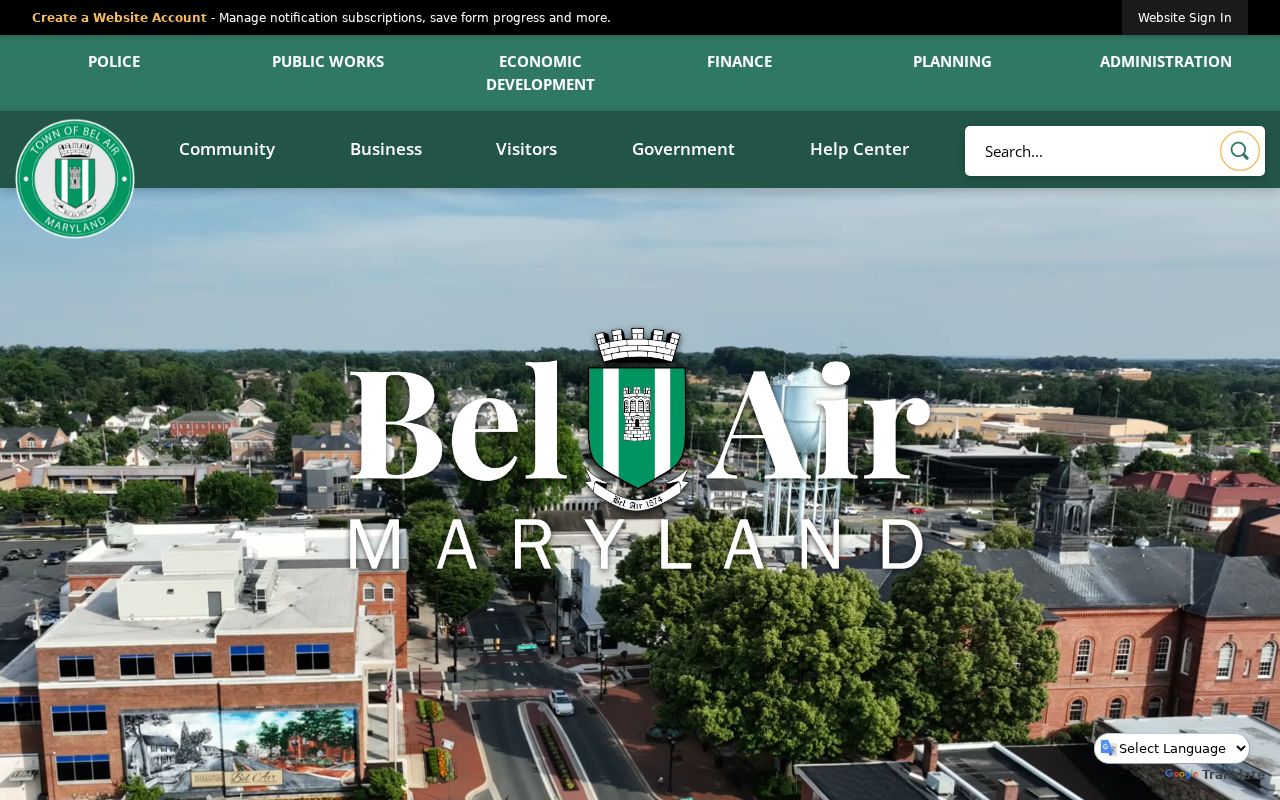 Town of Bel Air site with county seat departments near the Bel Air warrant courts and clerk offices